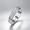 R55116银镀18K白金长方形莫桑钻满镶订婚戒指0.98ct 3